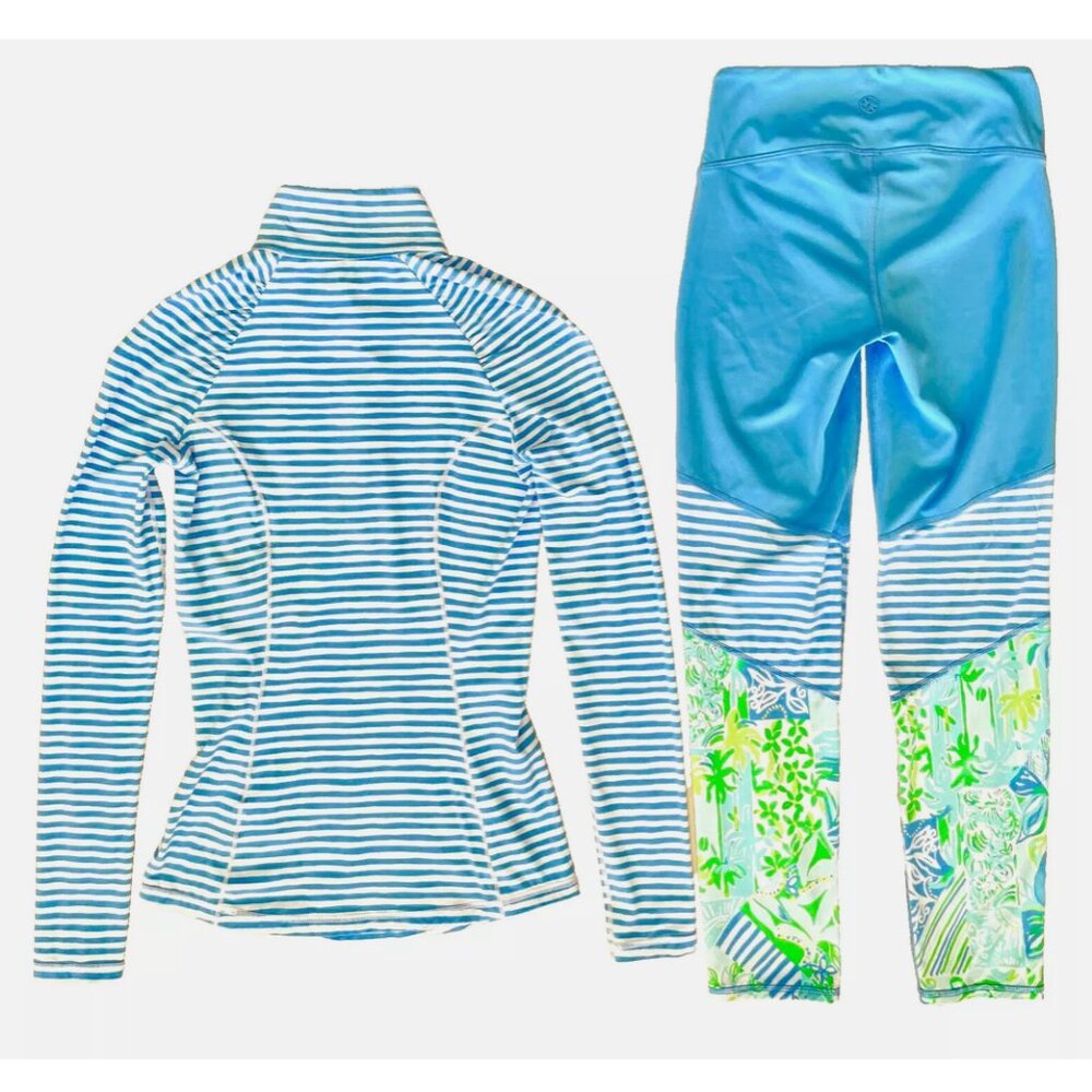 LILLY PULITZER ZANZIBAR BEACH HAPPY STRIPE JUSTINE HALF ZIP JACKET LEGGINGS XXS - Picture 8 of 15
